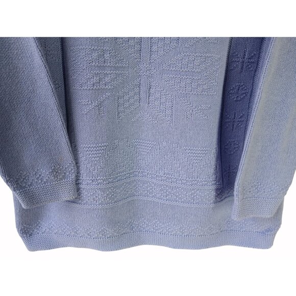 Basic Editions Vintage Light Blue Knit Pullover Sweater Snowflake Pattern Size L - Picture 4 of 15